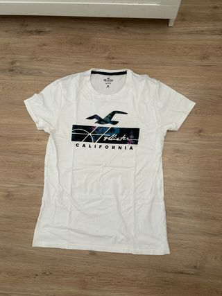 Camiseta Hollister Blanca Hombre