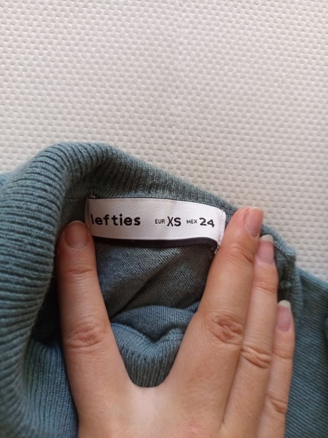 Jersey fino cuello alto verde azulado