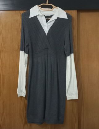 Vestido gris camisero