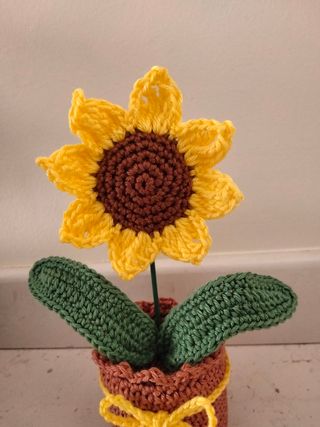 Piantina Girasole Fatta a Mano Uncinetto