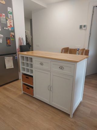 Isla de Cocina con Encimera de Madera