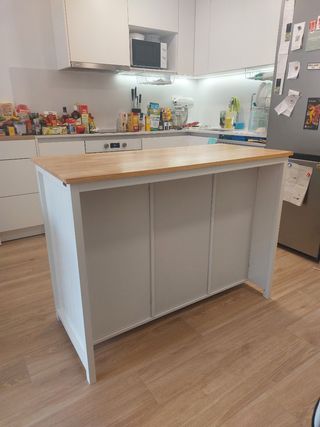 Isla de Cocina con Encimera de Madera