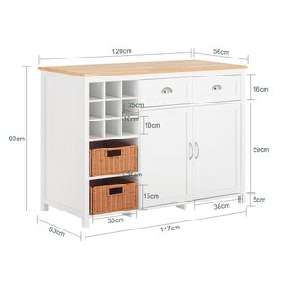 Isla de Cocina con Encimera de Madera