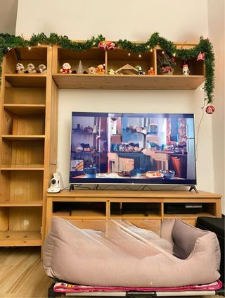 Set de salón con mueble tv, estantería IKEA HEMNES