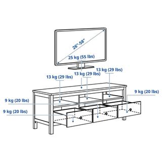 Set de salón con mueble tv, estantería IKEA HEMNES