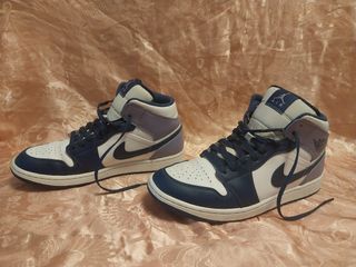 Nike Air Jordan 1 Mid Blu/Bianco Tg 44