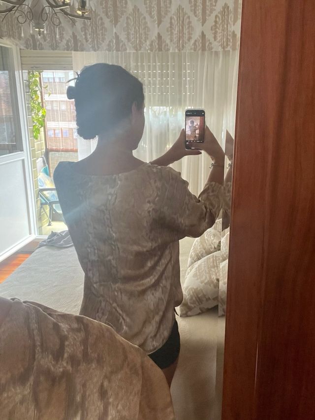 Blusa Javier Simorra Marrón Estampada