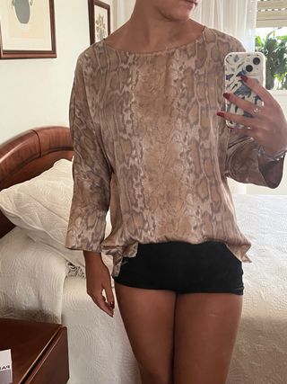 Blusa Javier Simorra Marrón Estampada