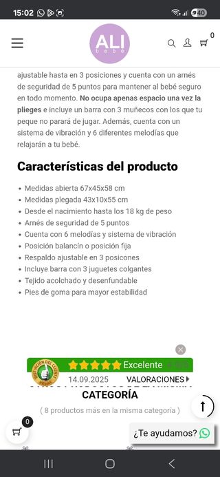 Hamaca Asalvo Evolutiva Bebé