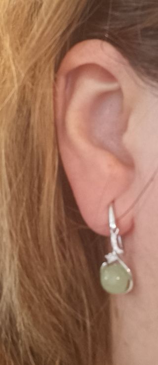 Pendientes de plata con piedra de jade verde