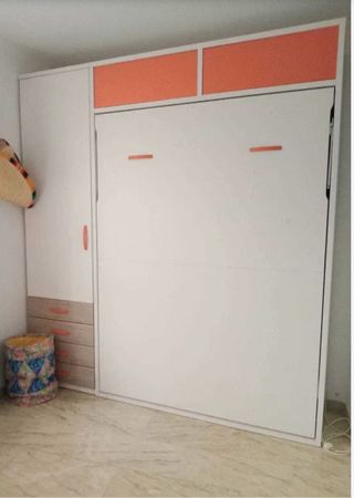 Cama Matrimonio Abatible Blanca y Naranja