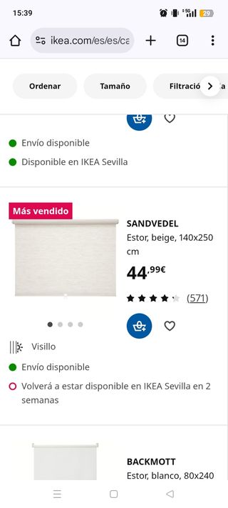 Cortina enrollable con cadena sandvedel