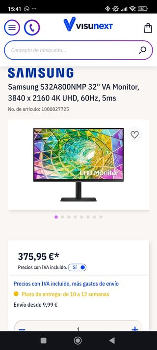 Monitor Samsung 32 UHD 4K 60Hz 5ms