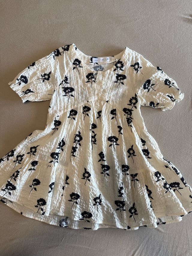 Vestido floral algodón Zara niña 6-7 años