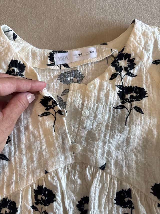 Vestido floral algodón Zara niña 6-7 años