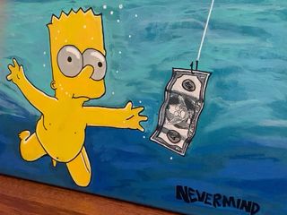 pintura acrilica cuadro simpson nirvana