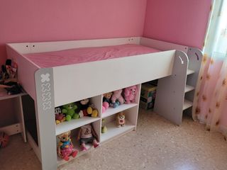 Cama compacta infantil 90x200 blanca/gris