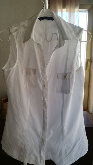 Blusa Zara Blanca sin Mangas