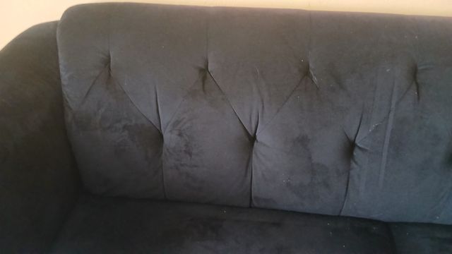 Sofá 3 plazas terciopelo negro d 2,20m x 0,90m d a