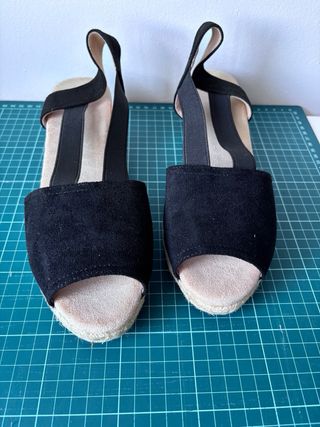 NUEVAS Sandalias Cuñas Alpargatas Negras
