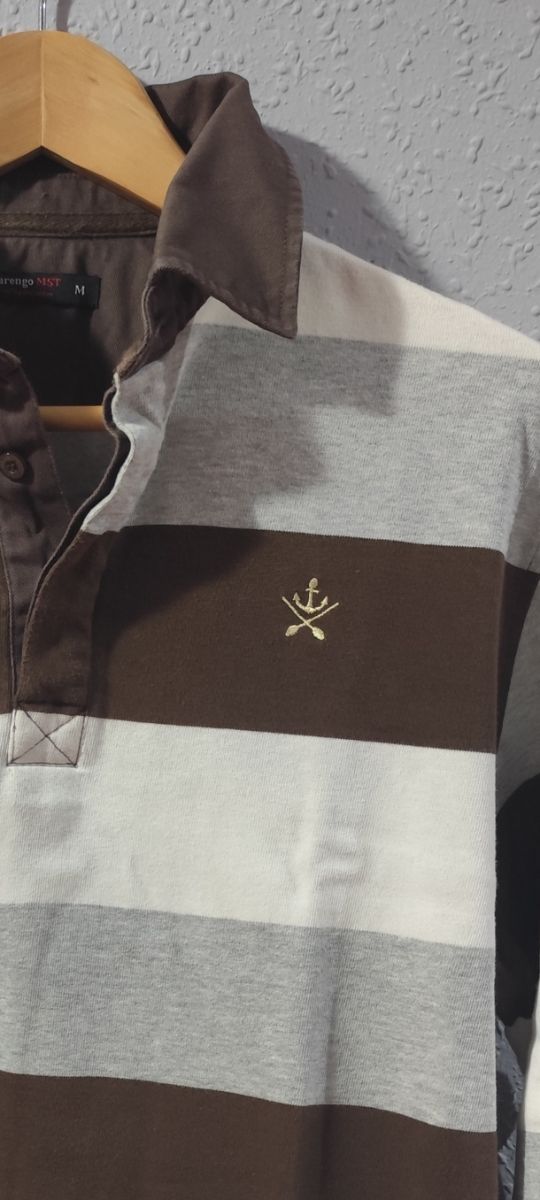Polo Rayas Marrón/Gris/Blanco Talla M