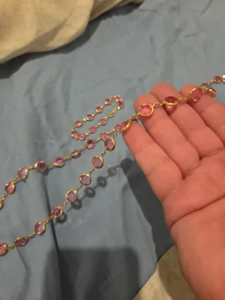 Collar y pulsera dorad piedra austriacas Rojo/rosa