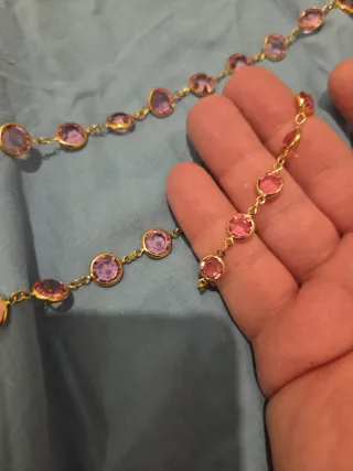 Collar y pulsera dorad piedra austriacas Rojo/rosa