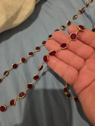 Collar y pulsera dorad piedra austriacas Rojo/rosa