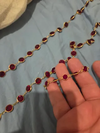 Collar y pulsera dorad piedra austriacas Rojo/rosa