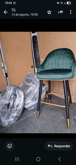 4 Taburetes Metal Negro y Verde