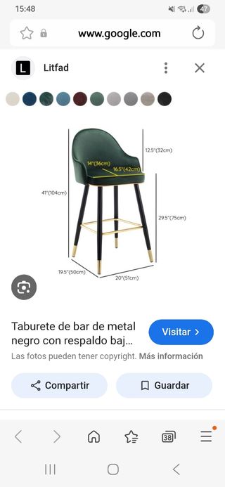 4 Taburetes Metal Negro y Verde