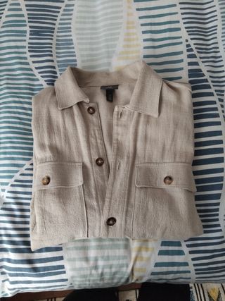 Camisa H&M Beige Hombre
