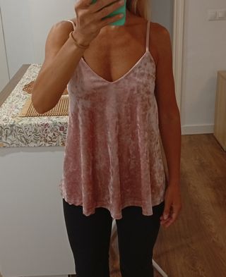 Top de terciopelo rosa