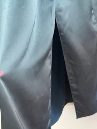 Vestido fiesta Zara satinado azul plomo