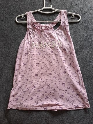 Camiseta tirantes Mango S palmeras rosa