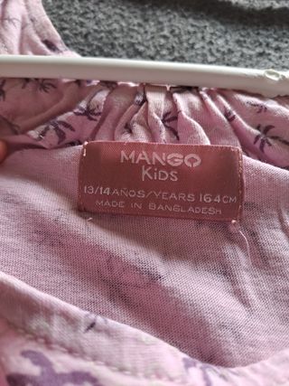 Camiseta tirantes Mango S palmeras rosa
