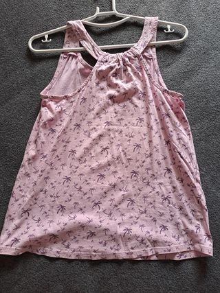 Camiseta tirantes Mango S palmeras rosa