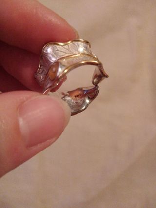 Anillo Plata con Piedra Amarilla y trazos dorados