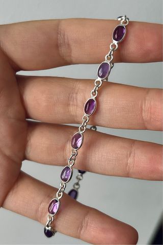Pulsera Mineral Amatista Plata 925