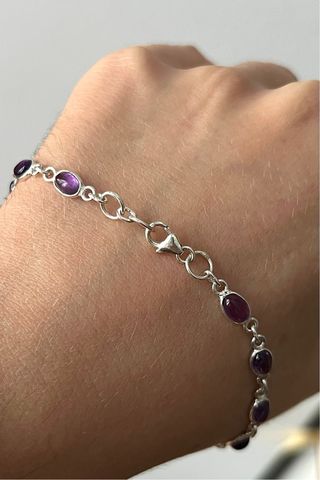 Pulsera Mineral Amatista Plata 925