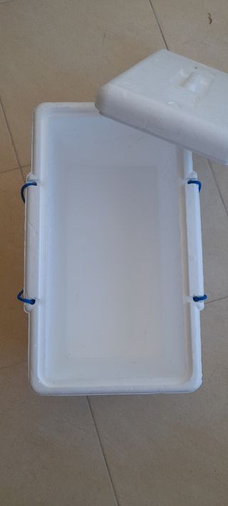 Nevera blanca con asa