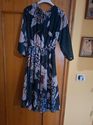 Abito donna fantasia floreale verde