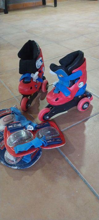 Patines Spiderman Talla Ajustable + Protecciones