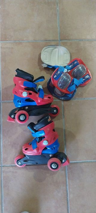 Patines Spiderman Talla Ajustable + Protecciones