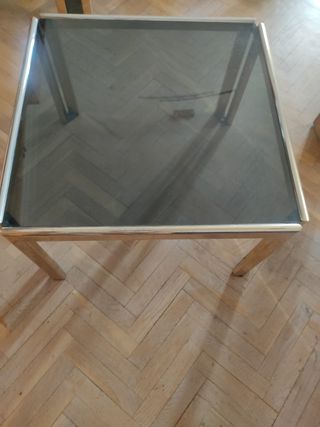 Mesa de centro cuadrada cristal y metal