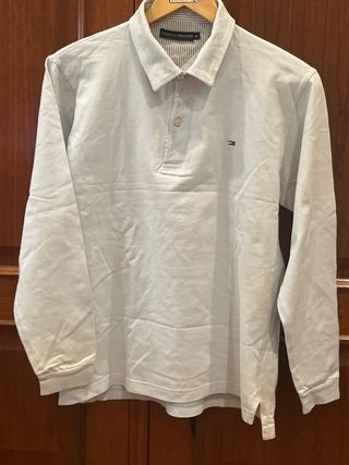Polo Tommy Hilfiger manga larga S , Celeste 