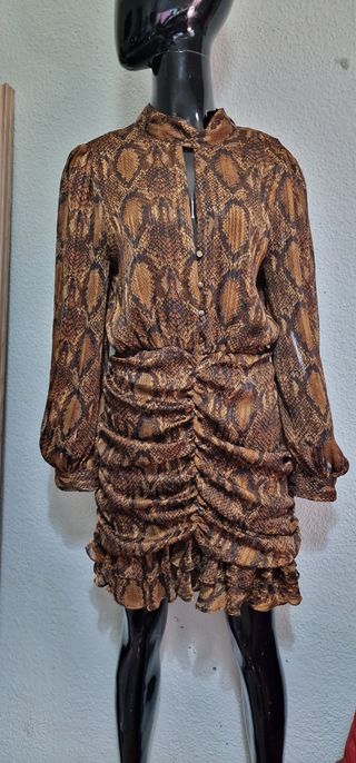 Vestido marrón estampado serpiente nuevo