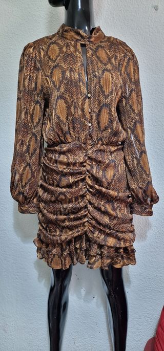 Vestido marrón estampado serpiente nuevo