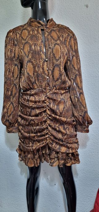 Vestido marrón estampado serpiente nuevo