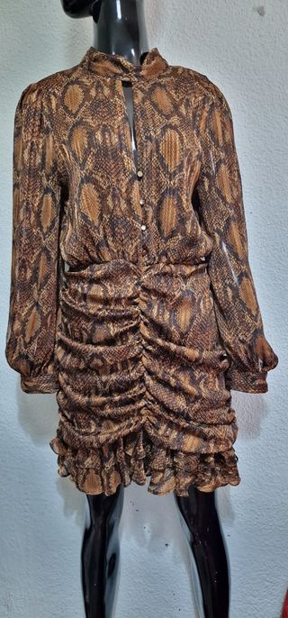 Vestido marrón estampado serpiente nuevo